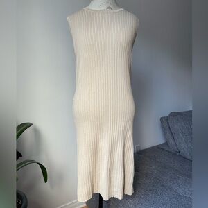 Cream knitted sleeveless midi dress